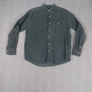 FALLS CREEK MENS VINTAGE BLACK CORDUROY LONG SLEEVE BUTTON DOWN SHIRT SIZE L